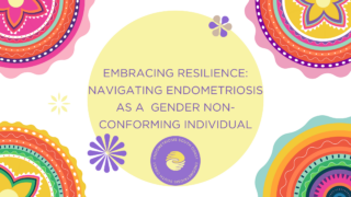 a colorful circle with text and endometriosis south coast logo