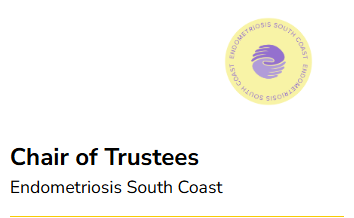 Text on green background saying Volunteer manager. Endometriosis South Coast. Ongoing role. Alongside Endometriosis South Coast Logo. 