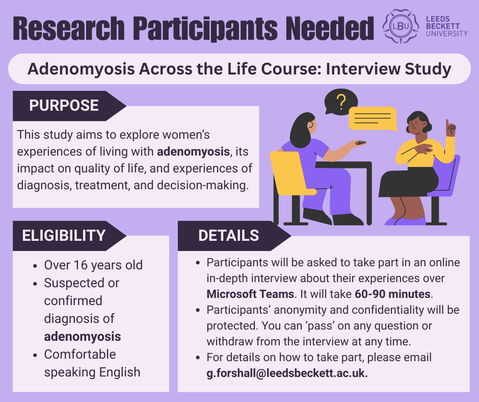 Research adenomyosis recruitment advert V2 Jan26